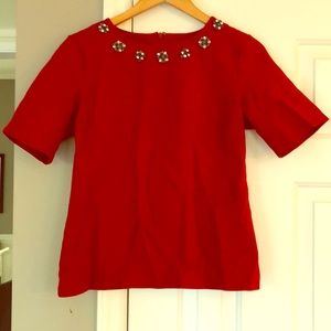 Red Talbots Shirt with Bead Embellishments